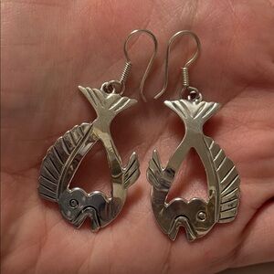 Sterling Silver 925 Mexico Fish-Shaped Earrings